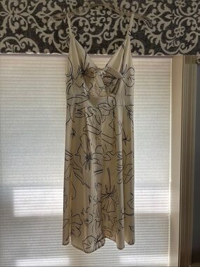 Fancyinn Cream Mini Dress with Black Floral Outline